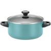 imageFarberware 80183 Glide Pro Hard Anodized Ceramic Nonstick Cookware Pots and Pans Set 11 Piece GrayAqua