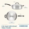 imageFarberware Brilliance Stainless Steel Saute PanJumbo Cooker with Lid and Helper Handle Induction Suitable Dishwasher and Metal Utensil Safe 6 Quart  Stainless SteelStainless Steel