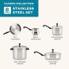 imageFarberware Classic Series Anniversary Edition Stainless Steel Cookware Set and Lids Induction Ready Dishwasher Safe 8 Piece Pots and Pans Metal Utensil Safe  Stainless SteelStainless Steel