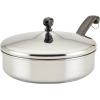 imageFarberware Classic Series Anniversary Edition Stainless Steel Saut Pan and Lid with Helper Handle Induction Suitable 6 Quart Jumbo Cooker Metal Utensil Safe  Stainless SteelStainless Steel