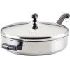 imageFarberware Classic Series Anniversary Edition Stainless Steel Saut Pan and Lid with Helper Handle Induction Suitable 6 Quart Jumbo Cooker Metal Utensil Safe  Stainless SteelStainless Steel