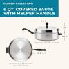 imageFarberware Classic Series Anniversary Edition Stainless Steel Saut Pan and Lid with Helper Handle Induction Suitable 6 Quart Jumbo Cooker Metal Utensil Safe  Stainless SteelStainless Steel