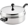 imageFarberware Classic Series Anniversary Edition Stainless Steel Saut Pan and Lid with Helper Handle Induction Suitable 6 Quart Jumbo Cooker Metal Utensil Safe  Stainless SteelStainless Steel