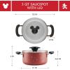 imageFarberware Disney Bon Voyage Ceramic Nonstick Lid Dishwasher Safe Saucepot 3Quart BlueRed