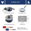 imageFarberware Disney Bon Voyage Ceramic Nonstick Pots and Pans Set with Baking SheetCookie Pan and Disney Home Kitchen Tools 8 Piece Non Stick Cookware Set  RedBlue