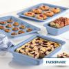 imageFarberware Easy Solutions Nonstick Baking Set Includes Cookie Pans Loaf Pan and Cake Pan with Portion Marks 4 Piece Non Stick Bakeware Set  Blue4 Piece