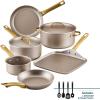 imageFarberware Radiant Nonstick CookwarePots and Pan Set with Lids and Prestige Kitchen Cooking Tools Dishwasher Safe 12 Piece Champagne