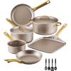 imageFarberware Radiant Nonstick CookwarePots and Pan Set with Lids and Prestige Kitchen Cooking Tools Dishwasher Safe 12 Piece Champagne