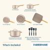 imageFarberware Radiant Nonstick CookwarePots and Pan Set with Lids and Prestige Kitchen Cooking Tools Dishwasher Safe 12 Piece Champagne