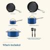imageFarberware Style Nonstick Cookware Pots and Pans Set with Cooking Utensils Dishwasher Safe 10 Piece  BlueBlue