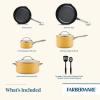 imageFarberware Style Nonstick Cookware Pots and Pans Set with Cooking Utensils Dishwasher Safe 10 Piece  BlueYellow
