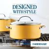 imageFarberware Style Nonstick Cookware Pots and Pans Set with Cooking Utensils Dishwasher Safe 10 Piece  BlueYellow