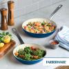 imageFarberware Vibrance Ceramic Nonstick Frying PansSkillet Set with Stainless Steel Handle Dishwasher Safe 8 Inch and 10 Inch Open Skillets  SilverBlue