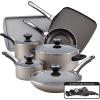 imageFarberware 80183 Glide Pro Hard Anodized Ceramic Nonstick Cookware Pots and Pans Set 11 Piece GrayChampagne