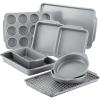 imageFarberware Bakeware Nonstick Baking Pans with Baking Sheets Cake Pans MeatloafBread Pan and Muffin Pan 7 Piece Bakeware Set  Gray10Piece
