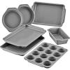 imageFarberware Bakeware Nonstick Baking Pans with Baking Sheets Cake Pans MeatloafBread Pan and Muffin Pan 7 Piece Bakeware Set  Gray7Piece Set