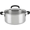 imageFarberware Brilliance Stainless Steel Dutch OvenCasserole Pan with Glass Lid 5 Quart Dishwasher Safe and Induction Ready Compatible with All Cooktops Stainless Steel