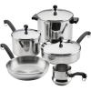 imageFarberware Classic Series Anniversary Edition Stainless Steel Cookware Set and Lids Induction Ready Dishwasher Safe 8 Piece Pots and Pans Metal Utensil Safe  Stainless SteelStainless Steel