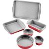 imageFarberware Disney Bake with Mickey Mouse Nonstick Bakeware Cake Pans Baking Sheet and LoafMeatloaf Pan 6 Piece Non Stick Bakeware Set  RedBakeware Set II