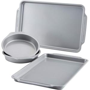 imageFarberware Bakeware Nonstick Baking Pans with Baking Sheets Cake Pans MeatloafBread Pan and Muffin Pan 7 Piece Bakeware Set  Gray4Piece Set A