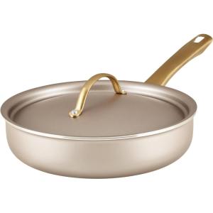 imageFarberware Radiant Nonstick Saute Pan with Lid Dishwasher Safe 275 Quart ChampagneSaute Pan 275 Quart