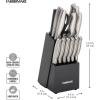 imageFARBERWARE 15Piece Kitchen Knife Set with HighCarbon Stainless Steel Blades Black Handles Steak Knives Wood Block Razor Sharp and ErgonomicBlack 2