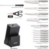 imageFARBERWARE 15Piece Kitchen Knife Set with HighCarbon Stainless Steel Blades Black Handles Steak Knives Wood Block Razor Sharp and ErgonomicBlack 2