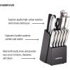 imageFARBERWARE 15Piece Kitchen Knife Set with HighCarbon Stainless Steel Blades Black Handles Steak Knives Wood Block Razor Sharp and ErgonomicBlack