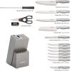 imageFARBERWARE 15Piece Kitchen Knife Set with HighCarbon Stainless Steel Blades Black Handles Steak Knives Wood Block Razor Sharp and ErgonomicGraphite