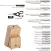 imageFARBERWARE 15Piece Kitchen Knife Set with HighCarbon Stainless Steel Blades Black Handles Steak Knives Wood Block Razor Sharp and ErgonomicNatural Bamboo