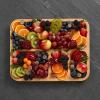 imageFARBERWARE BuildABoard Acacia Cutting Board with Builtin Storage Compartments Clear Locking Lid ampamp White Handles Great for Charcuterie ampamp SnacksBlue