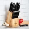 imageFarberware 14Piece Knife Block Set White and Gold  RazorSharp HighCarbon Stainless Steel TripleRiveted Ergonomic Handles Stylish Wood BlockBlack Pine