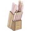 imageFarberware 14Piece Knife Block Set White and Gold  RazorSharp HighCarbon Stainless Steel TripleRiveted Ergonomic Handles Stylish Wood BlockBlush and Gold