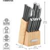imageFarberware 14Piece Knife Block Set White and Gold  RazorSharp HighCarbon Stainless Steel TripleRiveted Ergonomic Handles Stylish Wood BlockGray