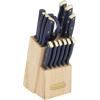 imageFarberware 14Piece Knife Block Set White and Gold  RazorSharp HighCarbon Stainless Steel TripleRiveted Ergonomic Handles Stylish Wood BlockNavy and Gold