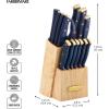 imageFarberware 14Piece Knife Block Set White and Gold  RazorSharp HighCarbon Stainless Steel TripleRiveted Ergonomic Handles Stylish Wood BlockNavy and Gold