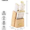 imageFarberware 14Piece Knife Block Set White and Gold  RazorSharp HighCarbon Stainless Steel TripleRiveted Ergonomic Handles Stylish Wood BlockWhite and Gold