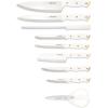imageFarberware 14Piece Knife Block Set White and Gold  RazorSharp HighCarbon Stainless Steel TripleRiveted Ergonomic Handles Stylish Wood BlockWhite and Gold