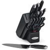 imageFarberware 15Piece Forged Triple Rivet Knife Block Set RazorSharp Kitchen Knife Set with Wood Block HighCarbon Stainless Steel WhiteBlack