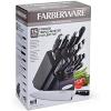 imageFarberware 15Piece Forged Triple Rivet Knife Block Set RazorSharp Kitchen Knife Set with Wood Block HighCarbon Stainless Steel WhiteBlack