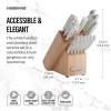 imageFarberware 15Piece Forged Triple Rivet Knife Block Set RazorSharp Kitchen Knife Set with Wood Block HighCarbon Stainless Steel WhiteWhite