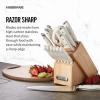imageFarberware 15Piece Forged Triple Rivet Knife Block Set RazorSharp Kitchen Knife Set with Wood Block HighCarbon Stainless Steel WhiteWhite