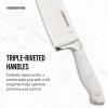 imageFarberware 15Piece Forged Triple Rivet Knife Block Set RazorSharp Kitchen Knife Set with Wood Block HighCarbon Stainless Steel WhiteWhite