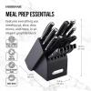 imageFarberware 15Piece Forged Triple Riveted Knife Block Set High CarbonStainless Steel Kitchen Knives RazorSharp Knife Set with Wood Block BlackBlack