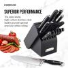 imageFarberware 15Piece Forged Triple Riveted Knife Block Set High CarbonStainless Steel Kitchen Knives RazorSharp Knife Set with Wood Block BlackBlack