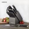 imageFarberware 15Piece Forged Triple Riveted Knife Block Set High CarbonStainless Steel Kitchen Knives RazorSharp Knife Set with Wood Block BlackGraphite
