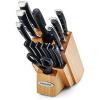 imageFarberware 15Piece Forged Triple Riveted Knife Block Set High CarbonStainless Steel Kitchen Knives RazorSharp Knife Set with Wood Block BlackNatural 1