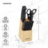 imageFarberware 22Piece Triple Rivet RustResistant Wave Edge HighCarbon Stainless Steel Knife Block Set BeechwoodBlackNever Needs Sharpening
