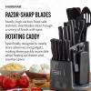 imageFarberware 30Piece SpinandStore Knife and Kitchen Tool Set with Rotating Storage Caddy High CarbonStainless Steel Kitchen Knives RazorSharp Knife Set BlackBlack