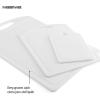 imageFarberware 3Piece Plastic Cutting Board Set DishwasherSafe Poly Chopping Board for Kitchen with Paddle Charcuterie Board Set WhiteSet